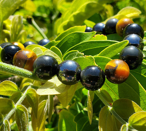 Unisex Wristband with Brown Tiger Eye, Hematite, & Black Obsidian