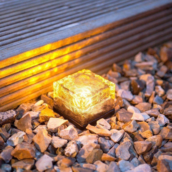 Solar-Powered Glass Brick Path Light