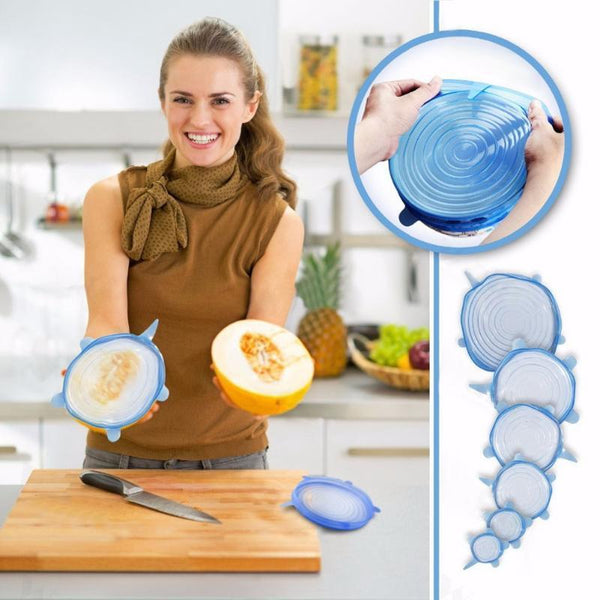 6 PCs Set Universal Reusable Stretch Lids
