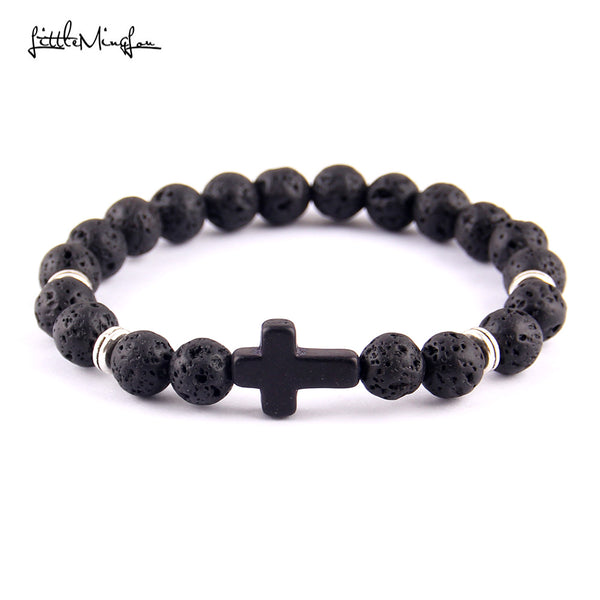 Trendy Jesus cross charm men's bracelet