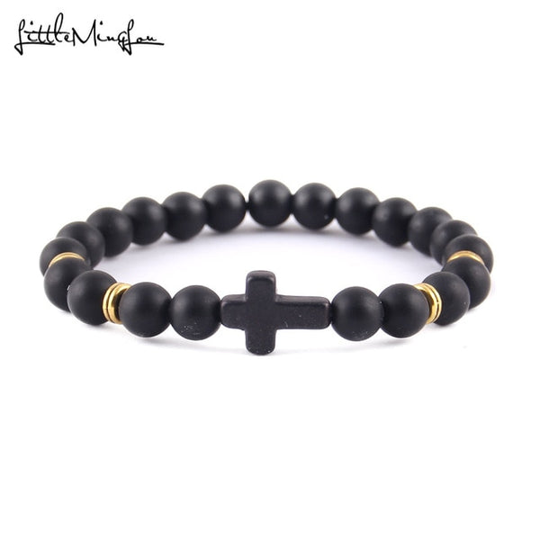 Trendy Jesus cross charm men's bracelet