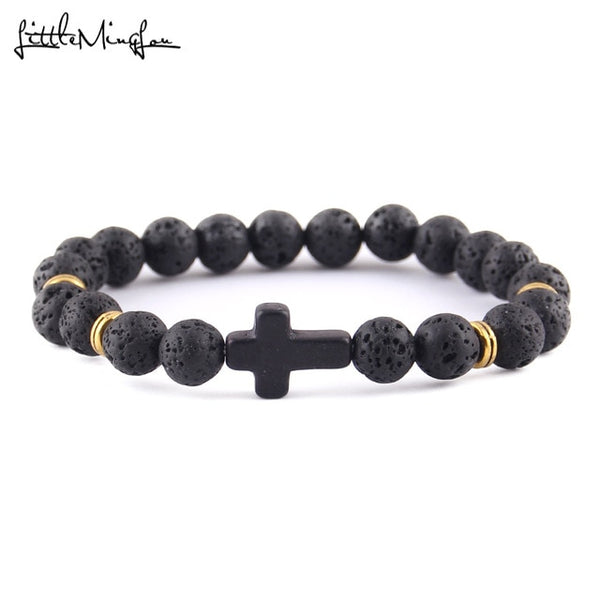 Trendy Jesus cross charm men's bracelet
