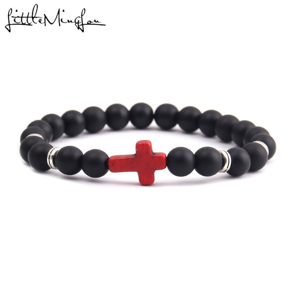 Trendy Jesus cross charm men's bracelet