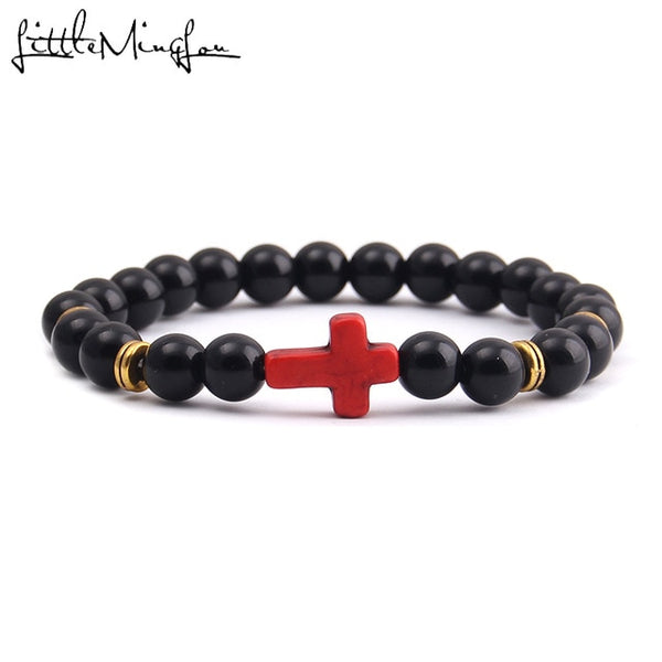 Trendy Jesus cross charm men's bracelet