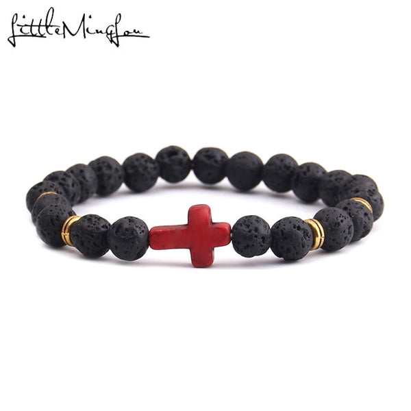 Trendy Jesus cross charm men's bracelet