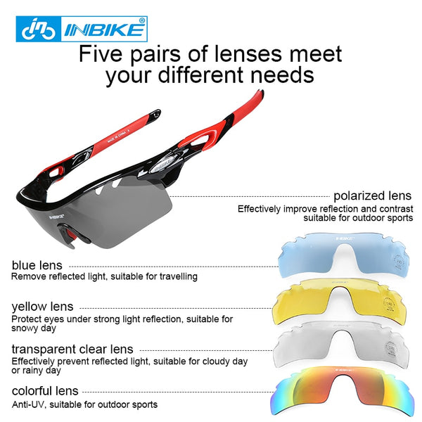 INBIKE Unisex Polarized Sunglasses Five Pairs Set