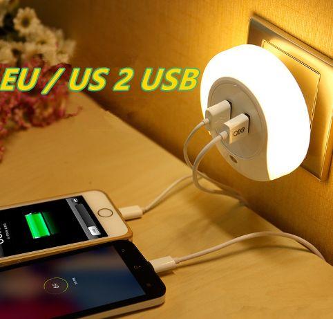 LED sensor night light with phone chargers