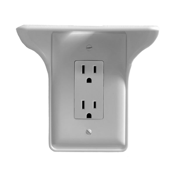 Wall Outlet Shelf Power Perch, White/Black/Almond