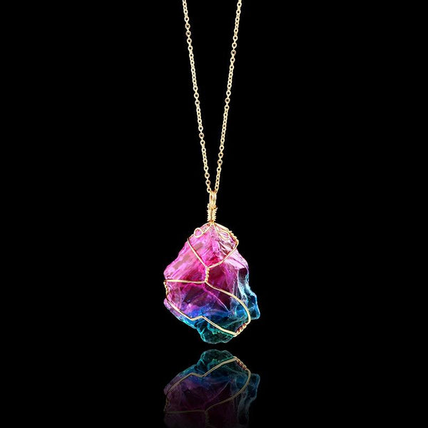Rainbow Quartz Chakra Healing Pendant Necklace