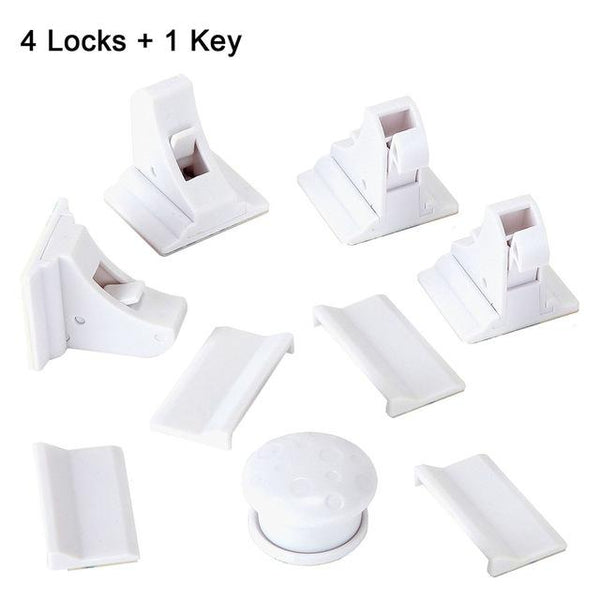 Safety Magnetic Cabinet Locks (4 locks + 1 key)