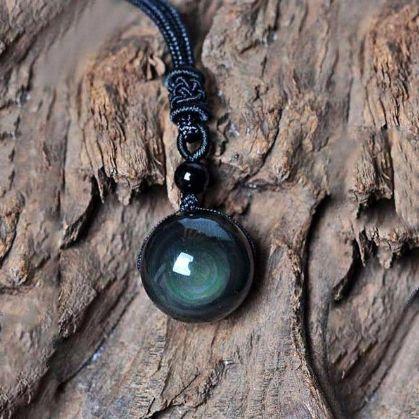 Rainbow Eye Obsidian Necklace